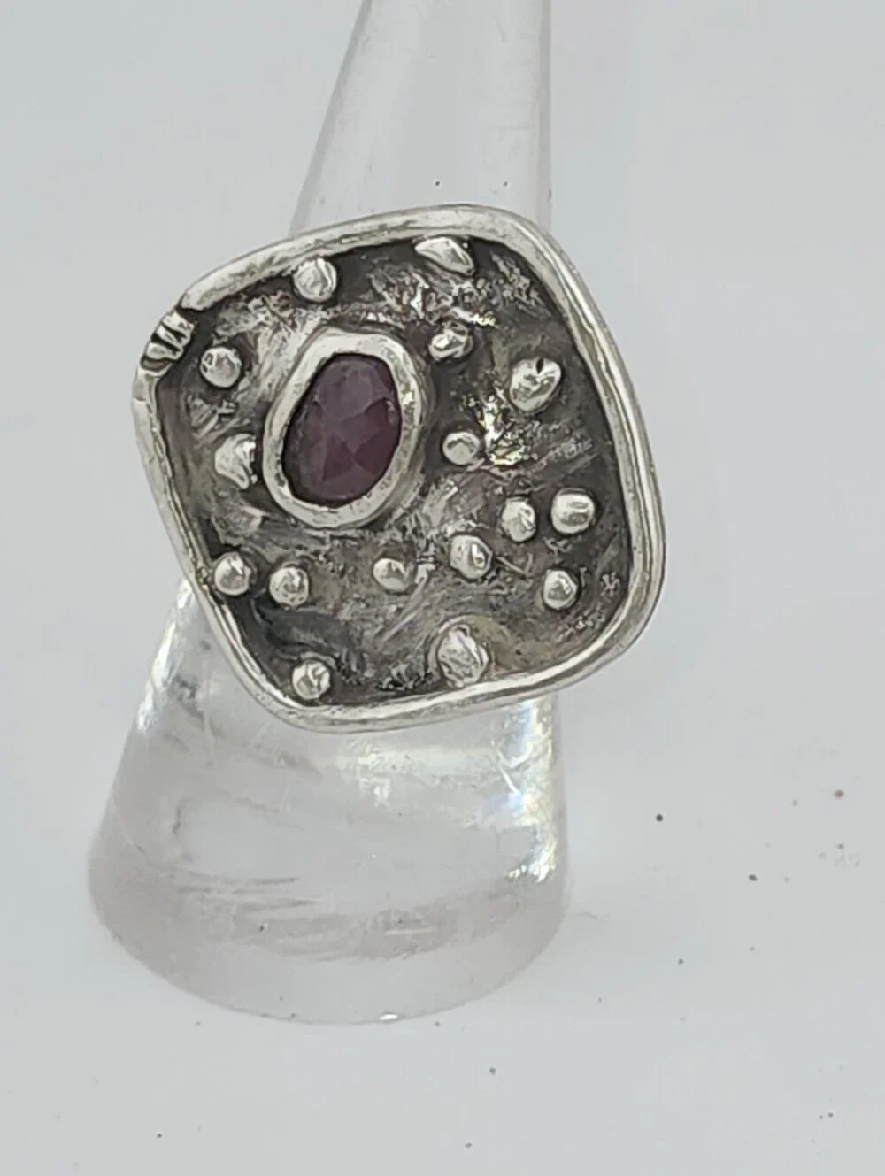 PUNK SAPPHIRE RUNG HANDMADE IN STERLING SILVER WOMENS SIZE 8.5